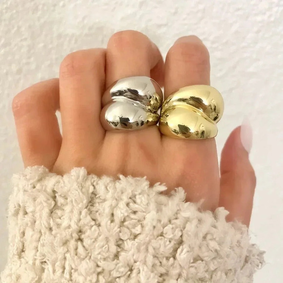 925 Sterling Silver Chunky Ring Thick Dome Ring Silver Statement Ring Bold Ring - Picture 2 of 8